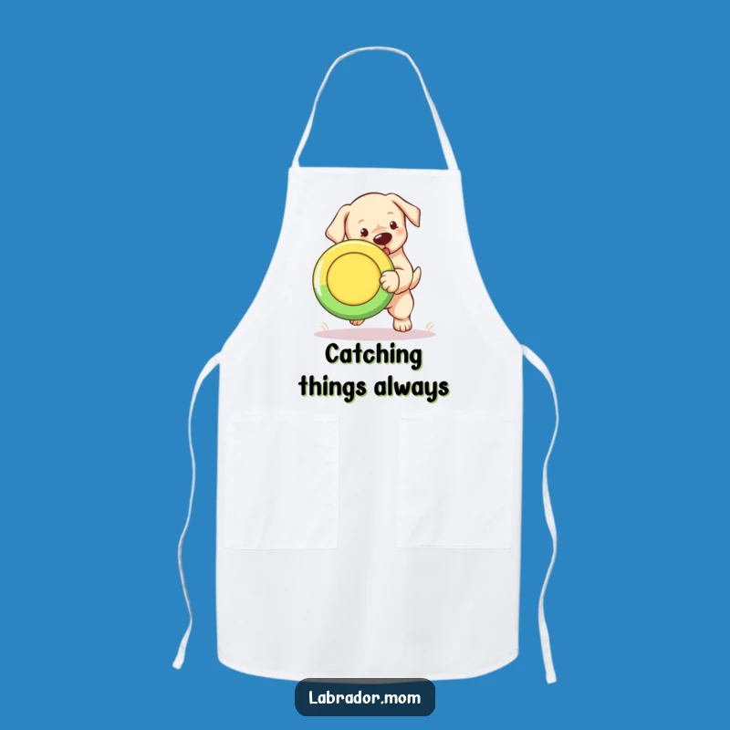 Funny Labrador Puppy Frisbee Apron: Kitchen Fun for Dog Lovers