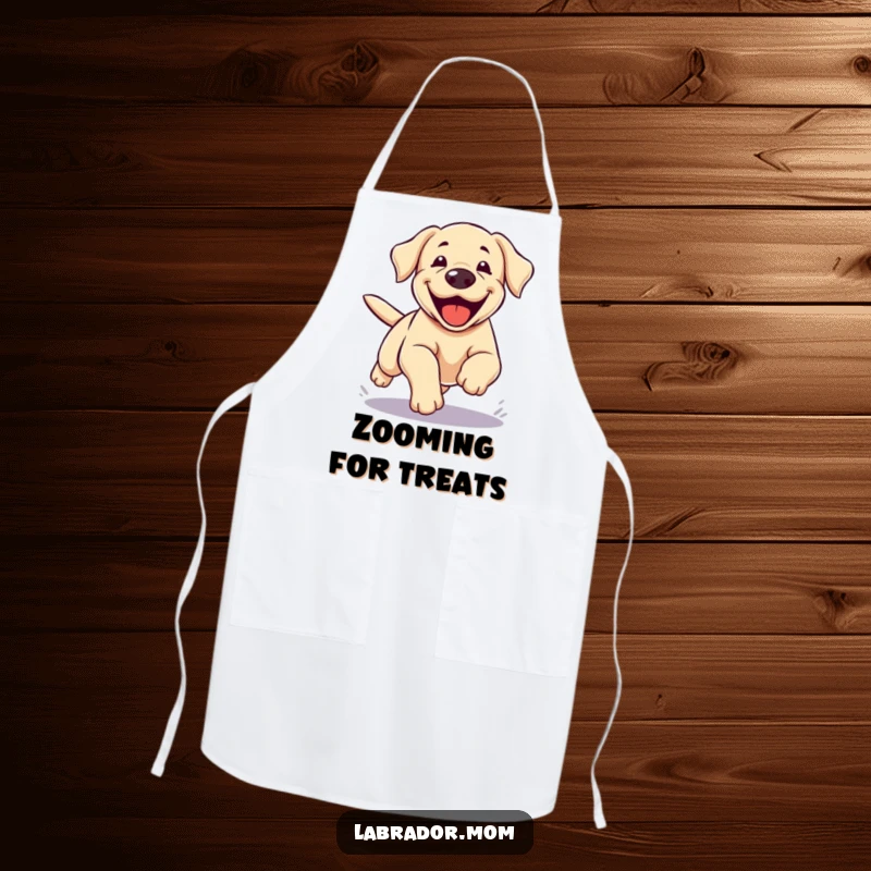 Funny Kawaii Labrador Apron, a cute lab's zoomie is displayed, with legs a blur, bringing energetic fun to the kitchen