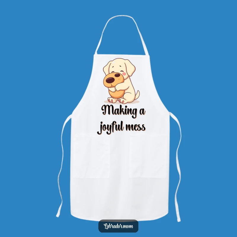 Funny Kawaii Labrador Apron: Squeaky Toy Hug Theme, Cute Kitchen Gift