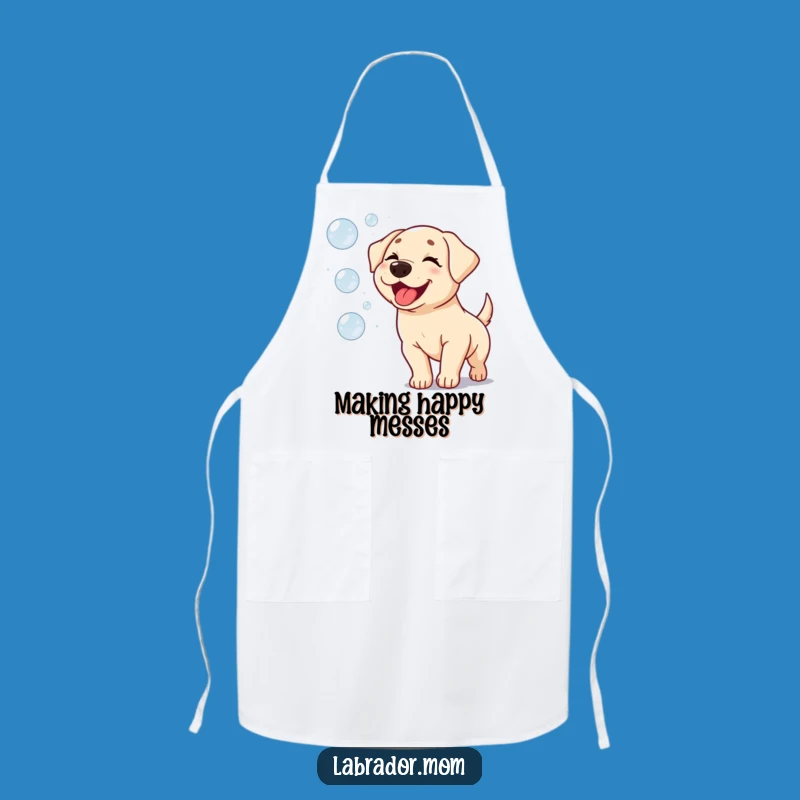 Funny Kawaii Labrador Bubble Chase Apron: Cook with Joy!
