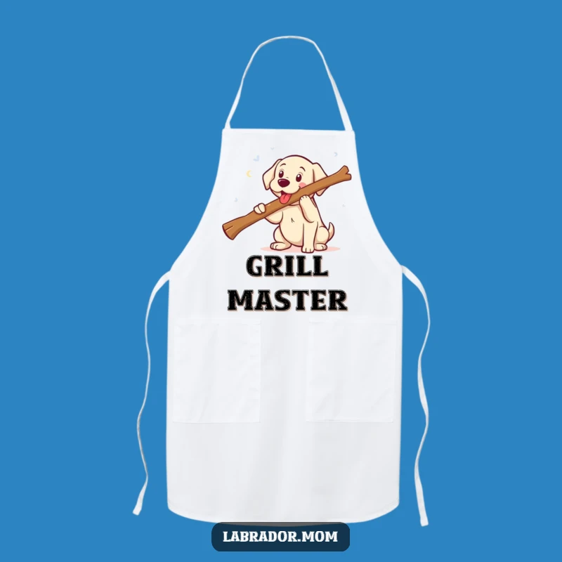 Funny Kawaii Labrador Fetching Big Stick Apron - Kitchen Fun