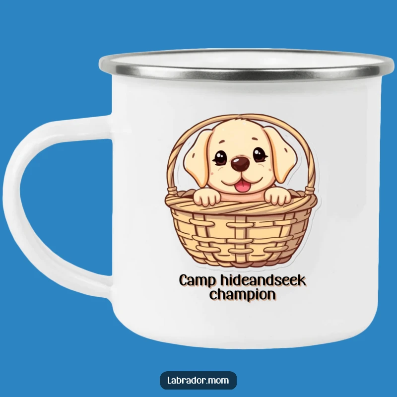 Funny Kawaii Lab Peeking Camping Mug - Outdoor Mischief, Perfect Gift