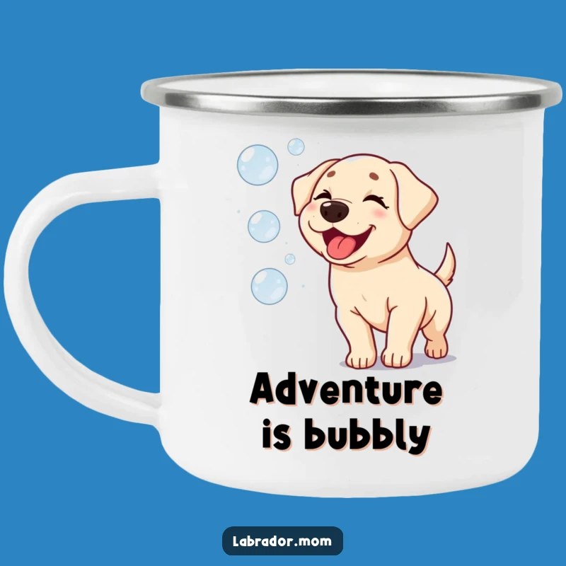 Funny Kawaii Labrador Bubble Chase Camping Mug: Adventure Fuel!