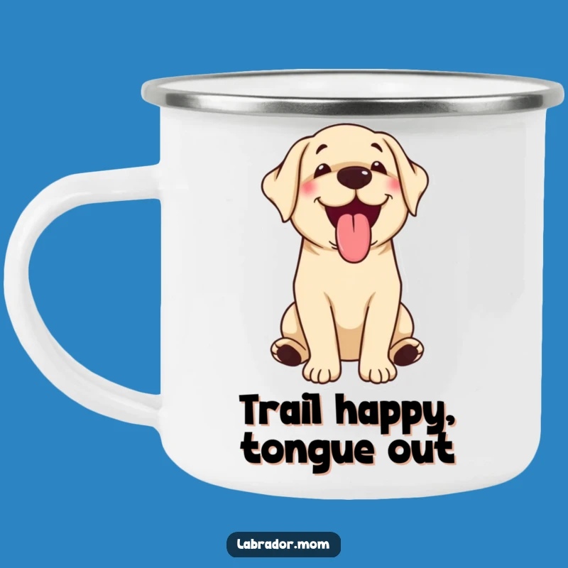 Funny Kawaii Labrador Camping Mug: Happy Panting Dog, Outdoor Gift