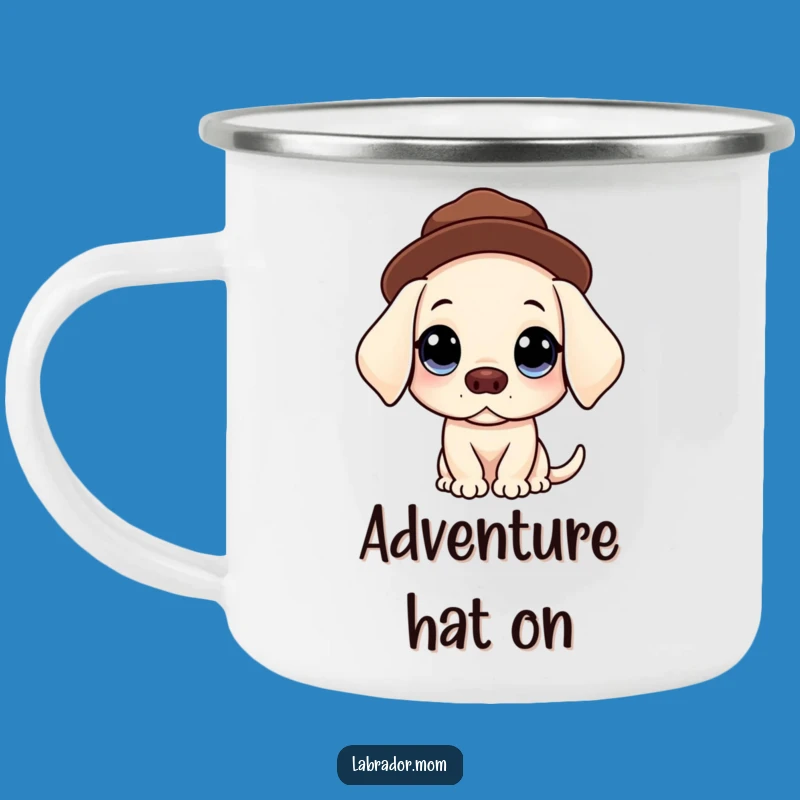 Funny Kawaii Labrador Camping Mug - Innocent Hat Dog Enamel Cup