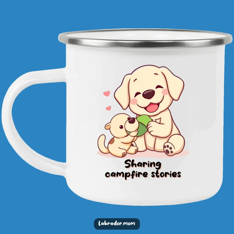 Funny Kawaii Labrador Sharing Camping Mug: Trail Mix & Friendship Fuel, Hilarious Gift!