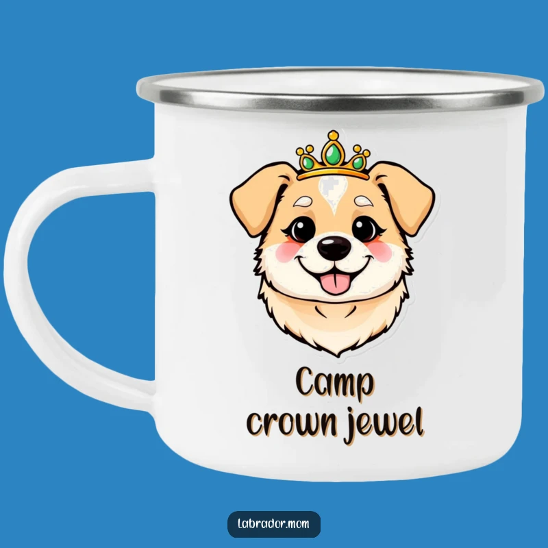 Funny Royal Dog Tiara Enamel Mug: Adventure Like Royalty with Your Pup