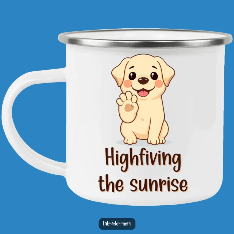 Funny Kawaii Labrador Camping Mug: High Five Adventure, Durable Dog Gift