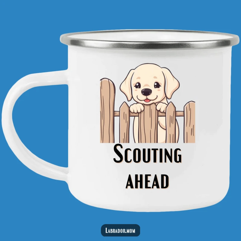 Durable Funny Kawaii Labrador Peeking Camping Mug - Outdoor Curiosity