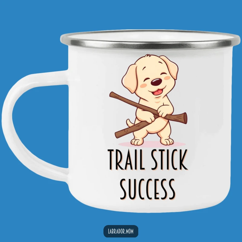 Funny Kawaii Lab Stick Struggle Camping Mug: Adventure Dog Gift for Outdoor Fun