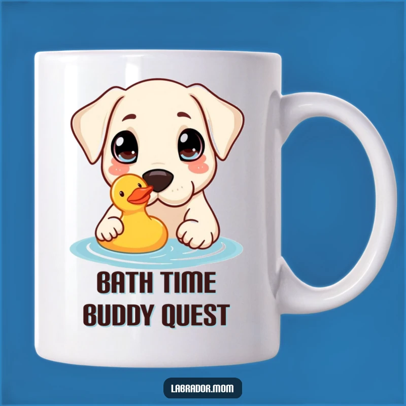 Funny Kawaii Lab Duck Mug: Curious Dog Playing with Rubber Duck - Perfect Funny Gift!
