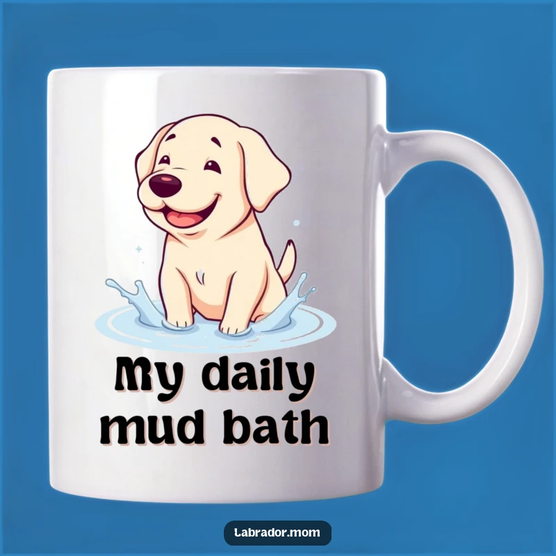Funny Kawaii Lab Mug: Happy Dog Splashing in Puddle Mug - Cute Funny Gift!