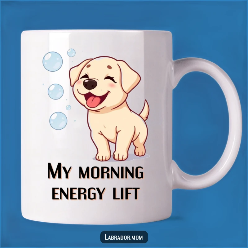 Funny Kawaii Labrador Bubble Chase Mug: A Happy Labrador's Joyful Gift!