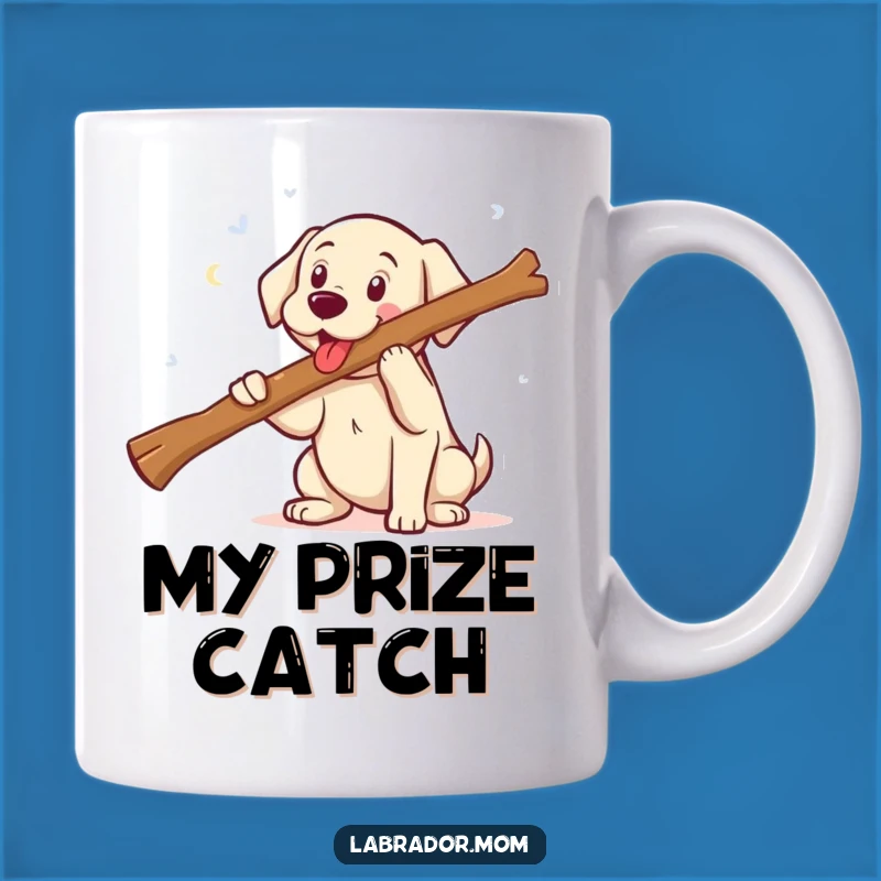 Funny Kawaii Labrador Fetching Big Stick Mug - Hilarious Dog Owner Gift