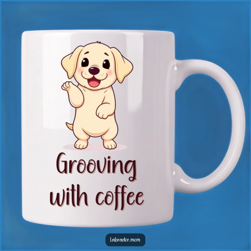 Funny Kawaii Labrador Happy Dance Mug - Joyful Dog Lover Gift
