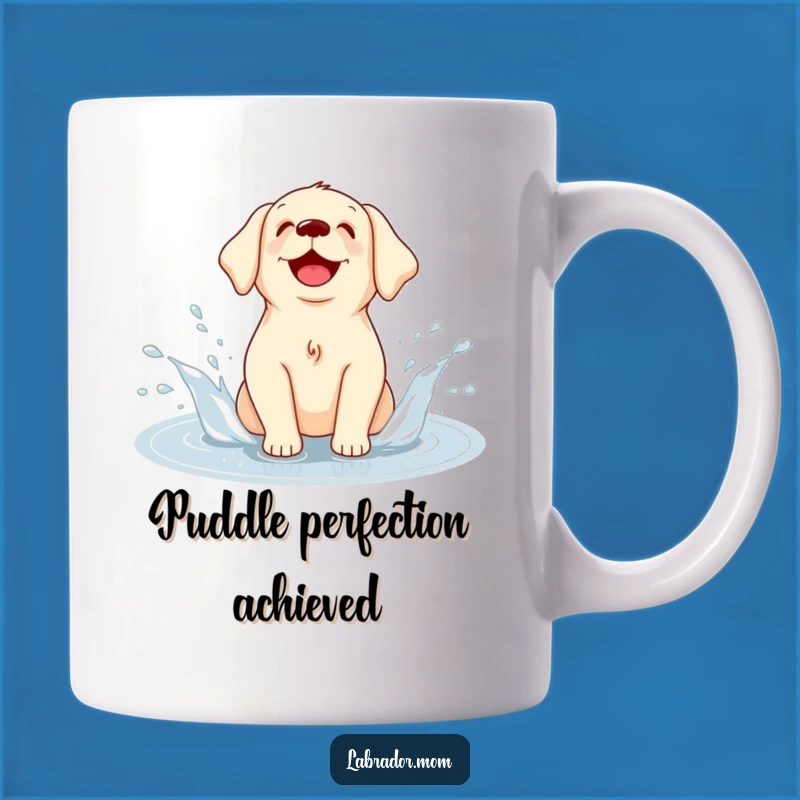 Funny Kawaii Labrador Mug: Puddle Splash Delight, Joyful Dog Gift