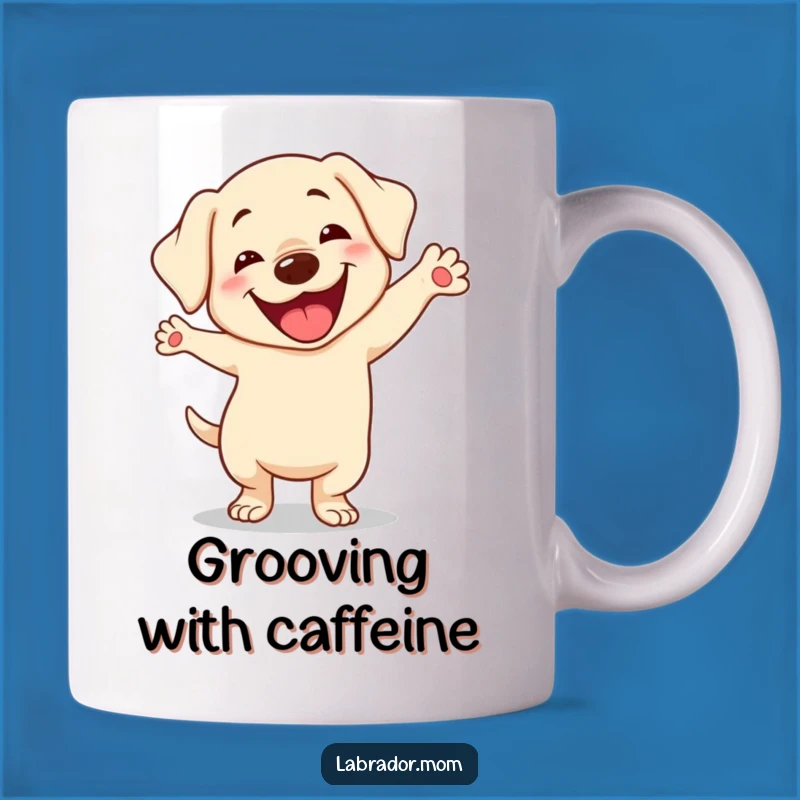 Funny Kawaii Labrador Dance Mug - Silly Dog Gift, Goofy Smile Present