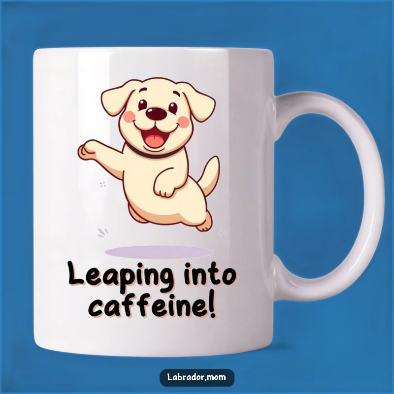 Funny Kawaii Labrador Mug: Enthusiastic Leap Action, Perfect Funny Gift for Dog Lovers