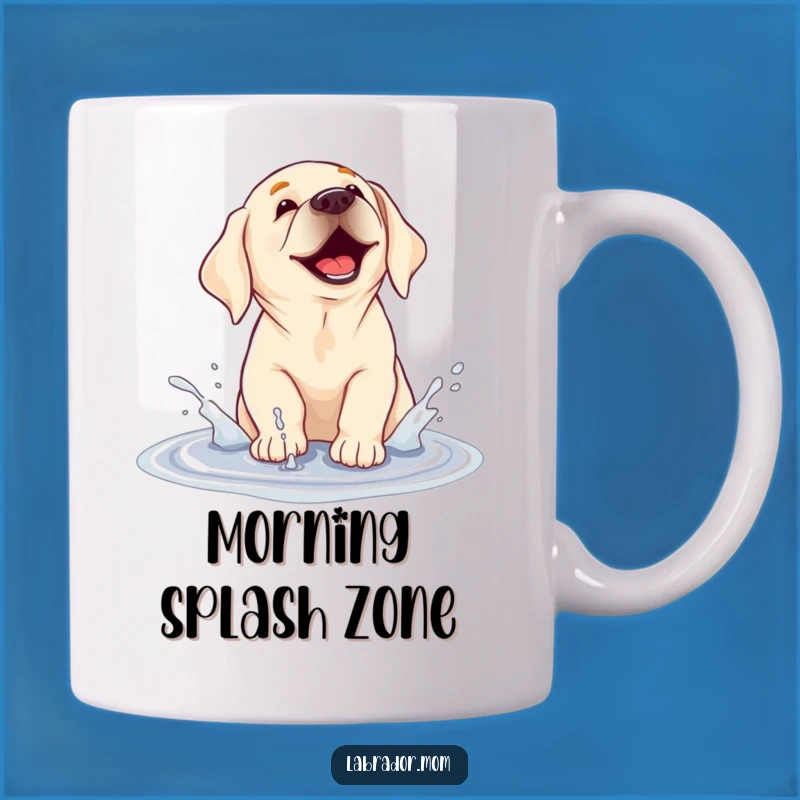 Funny Puddle Splashing Labrador Mug - Hilarious Bath Time Fun Gift