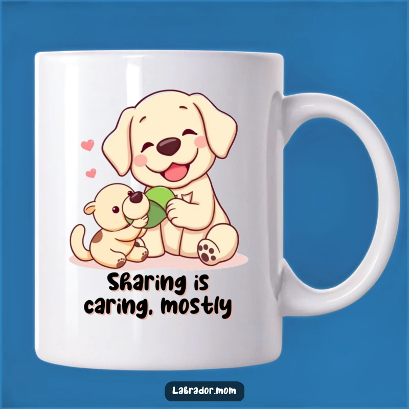 Funny Kawaii Labrador Sharing Mug: Heartwarming & Hilarious Friendship Gift for Dog Lovers!