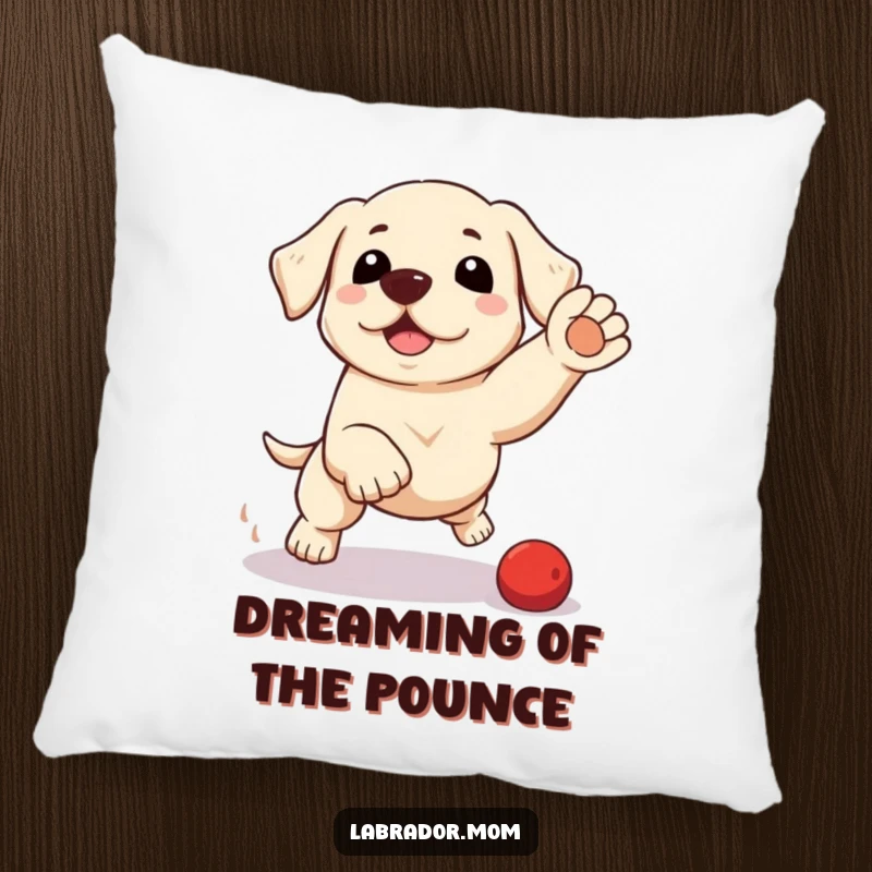 Funny kawaii Labrador pillow with a cute dog in a playful pounce, offering cozy comfort and humorous dog-themed decor.