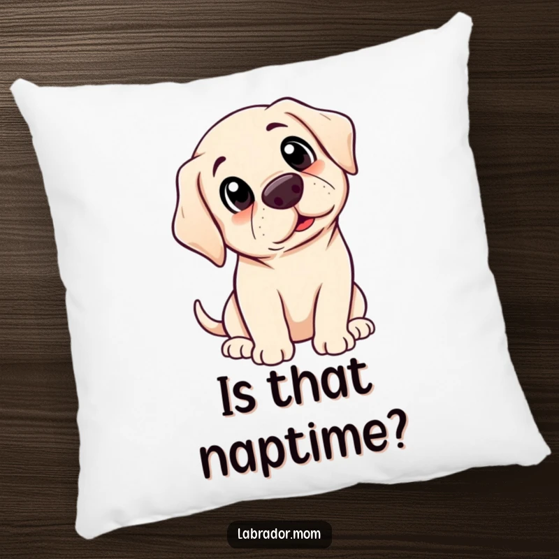 Funny Kawaii Labrador pillow featuring a cute, surprised dog face, offering softness and humorous charm.