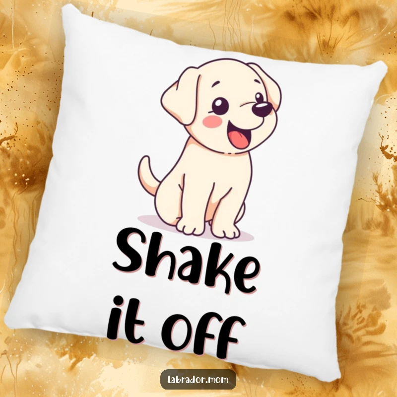 Funny kawaii Labrador whose tail wag shakes its entire body with extreme joy, a soft and decorative pillow.