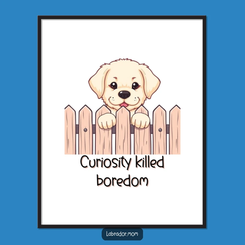 Funny Labrador Pup Digital Art - Eager Dog Peek, Instant Download Gift!