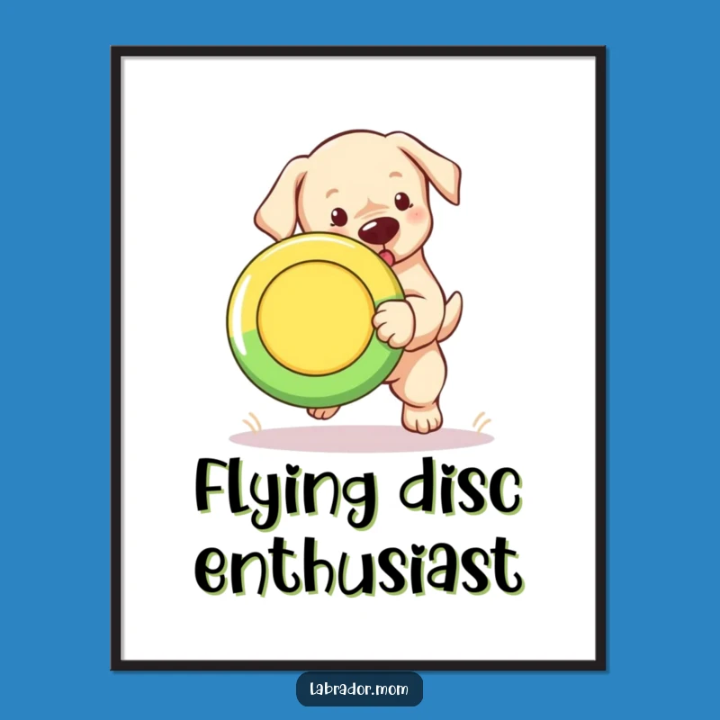 Printable Funny Labrador Puppy Frisbee Art: Instant Energetic Decor