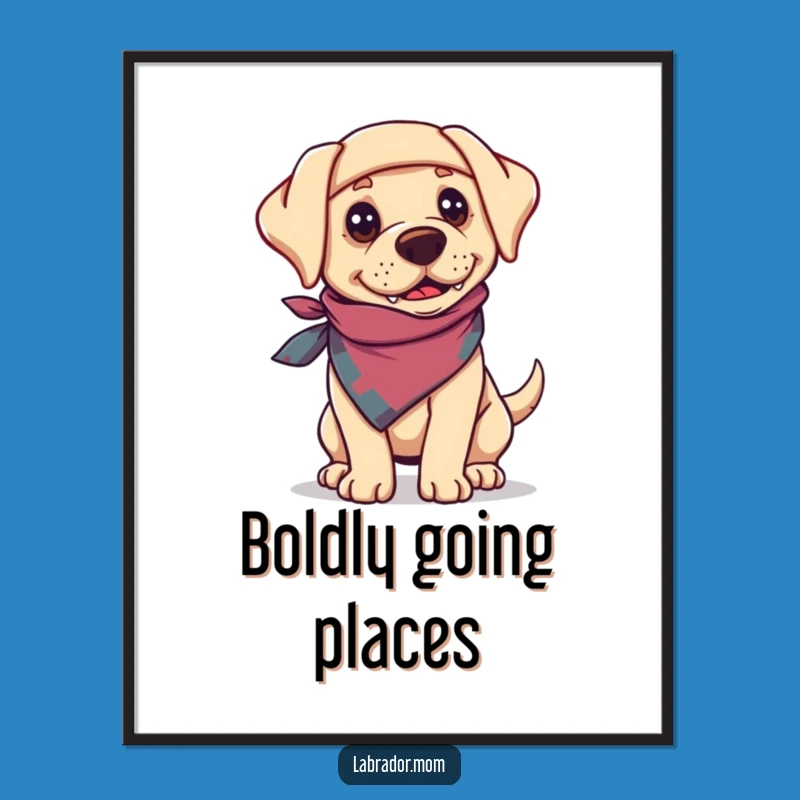 Funny Adventure Labrador Bandanna Digital Art: Instant Humor for Your Walls Gift