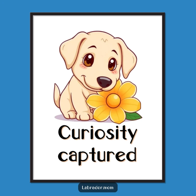 Funny Curious Lab Digital Art: Big Eyed Dog Printable for Gentle Charm
