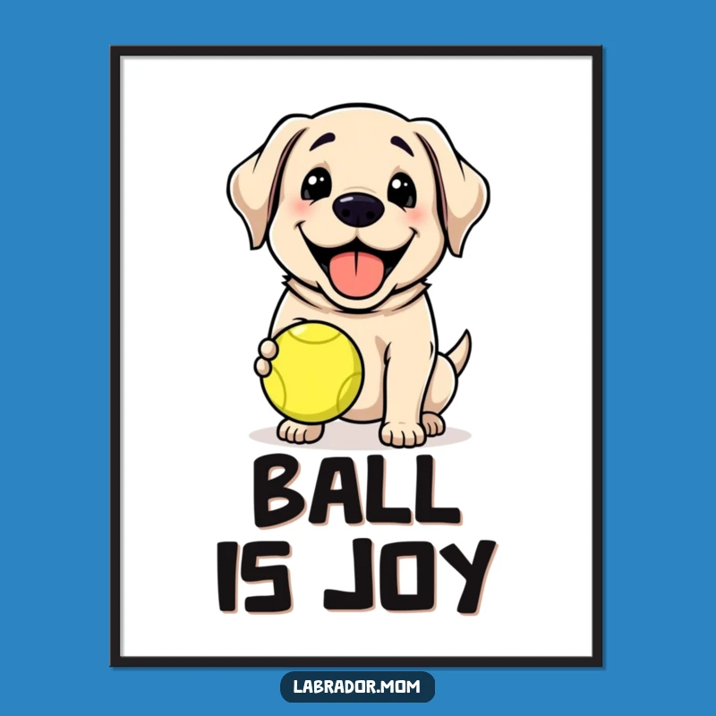 Funny Kawaii Lab Tennis Ball Digital Art: Printable Joy Decor, Instant Funny Gift