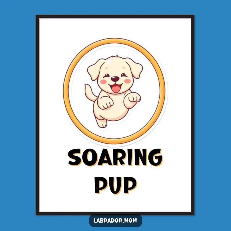 Funny Kawaii Labrador Digital Art: Energetic Hoop Jump, Instant Dog Art!