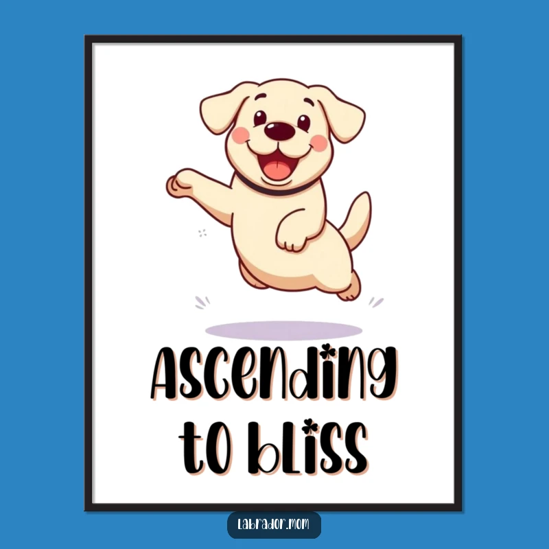 Funny Kawaii Labrador Digital Art: Enthusiastic Leap, Instant Download Funny Gift for Art Lovers