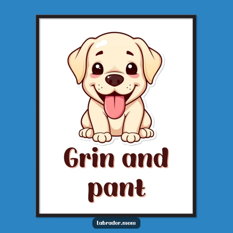 Funny Kawaii Labrador Digital Art: Happy Panting Dog, Adorable Print Gift