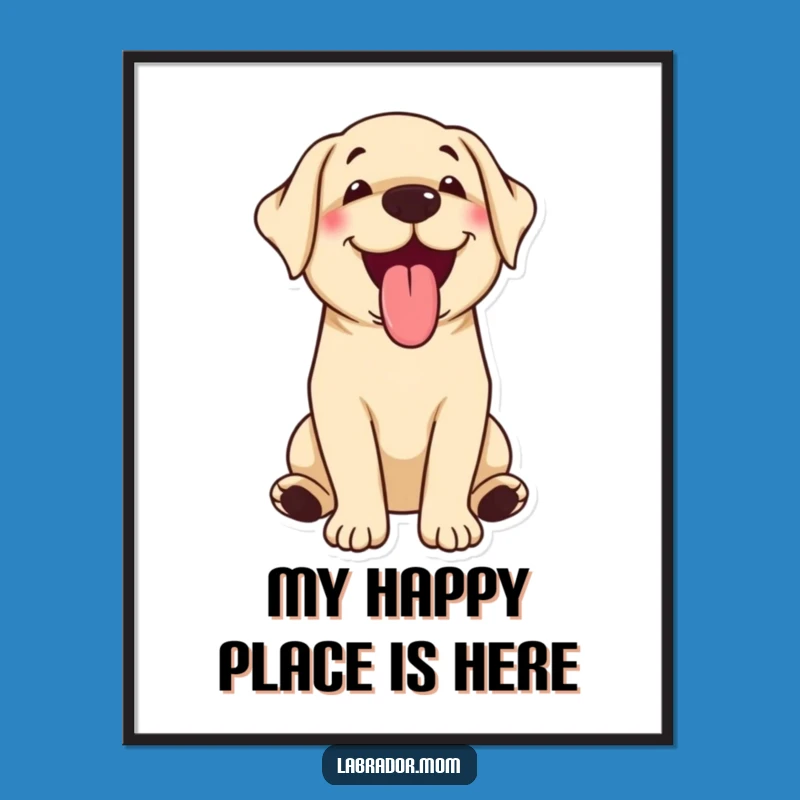 Funny Kawaii Labrador Digital Print: Happy Panting Dog, Instant Art Gift