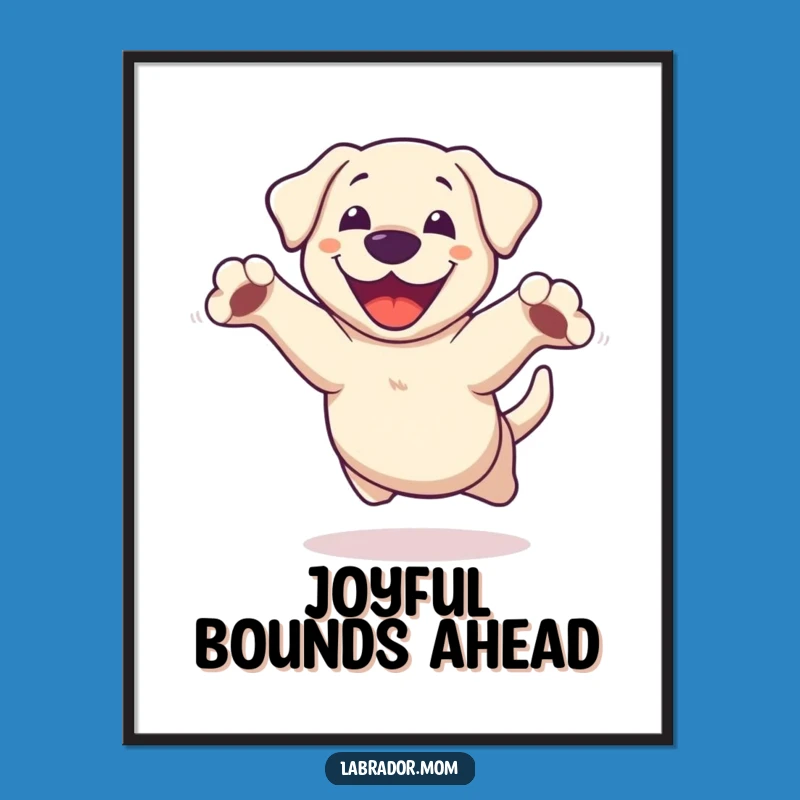 Funny Kawaii Labrador Leap Digital Art: Instant Joyful Paws Outstretched Download