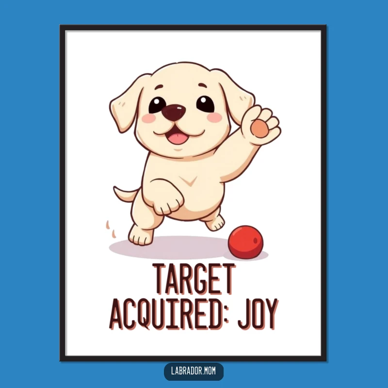 Funny Kawaii Labrador Pounce Digital Art - Instant Playful Decor