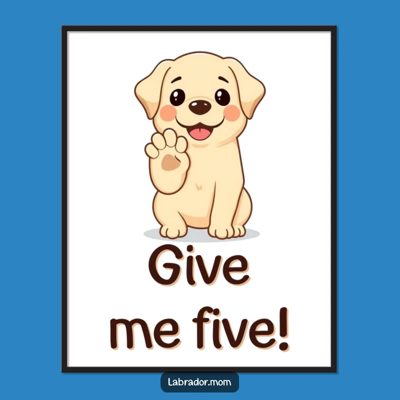 Funny Kawaii Labrador Digital Art: High Five Decor, Instant Dog Gift