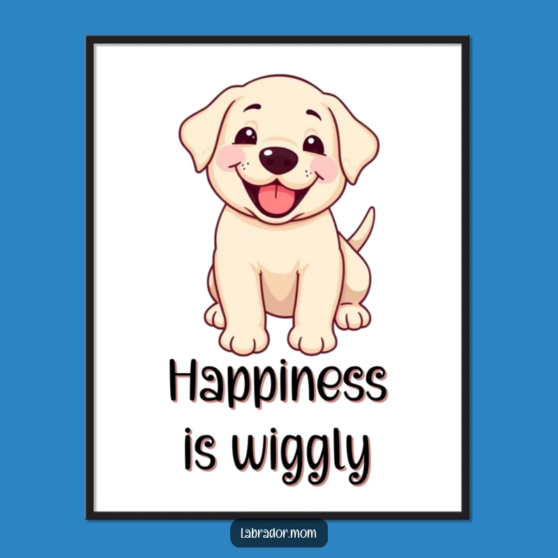 Funny Happy Labrador Cub Digital Art - Wagging Tail Joy, Instant Gift!