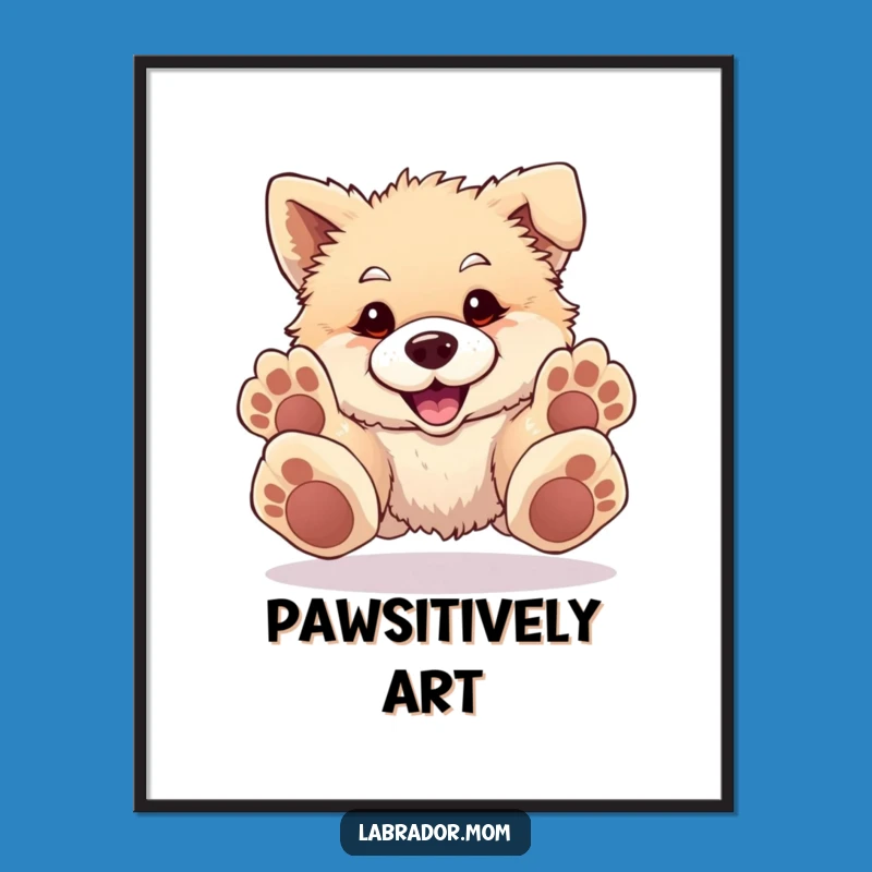 Funny Oversized Paws Dog Digital Art: Pouncing Puppy Printable for Instant Joy