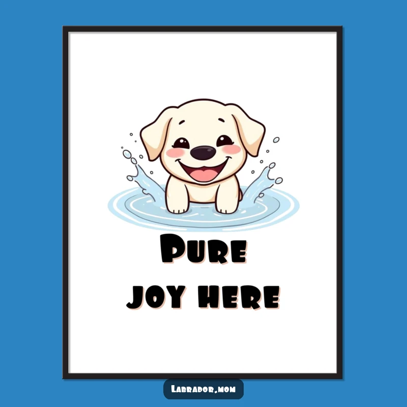 Funny Kawaii Labrador Digital Art - Happy Splash Dog Printable