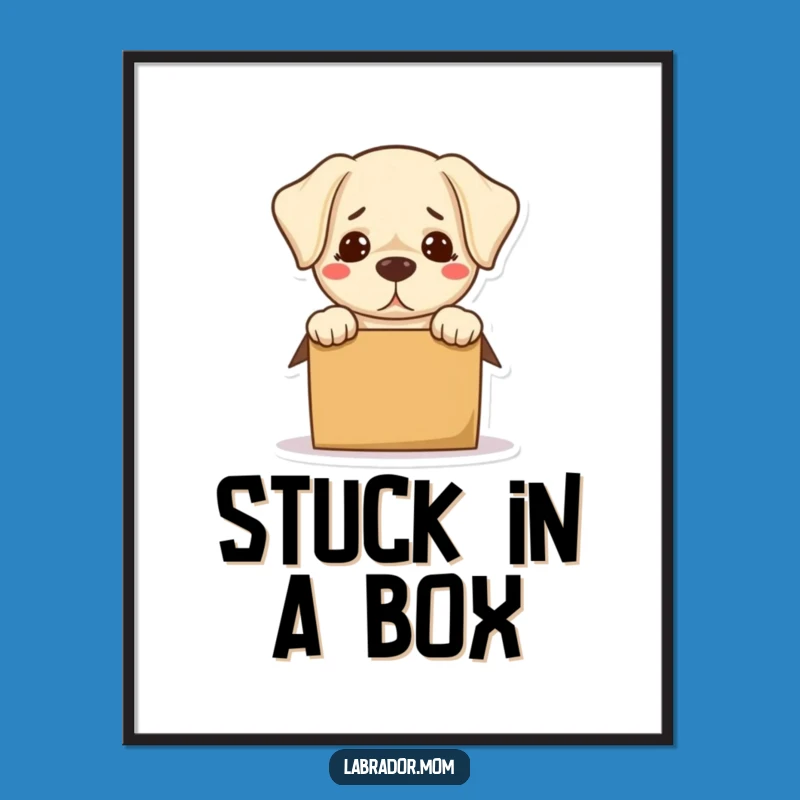 Funny Bewildered Labrador Digital Art: Box Struggle Decor, Instant Hilarious Gift