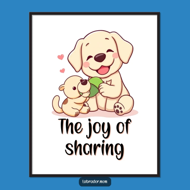 Funny Kawaii Labrador Sharing Digital Art: Instant Heartwarming Decor for a Joyful Gift!