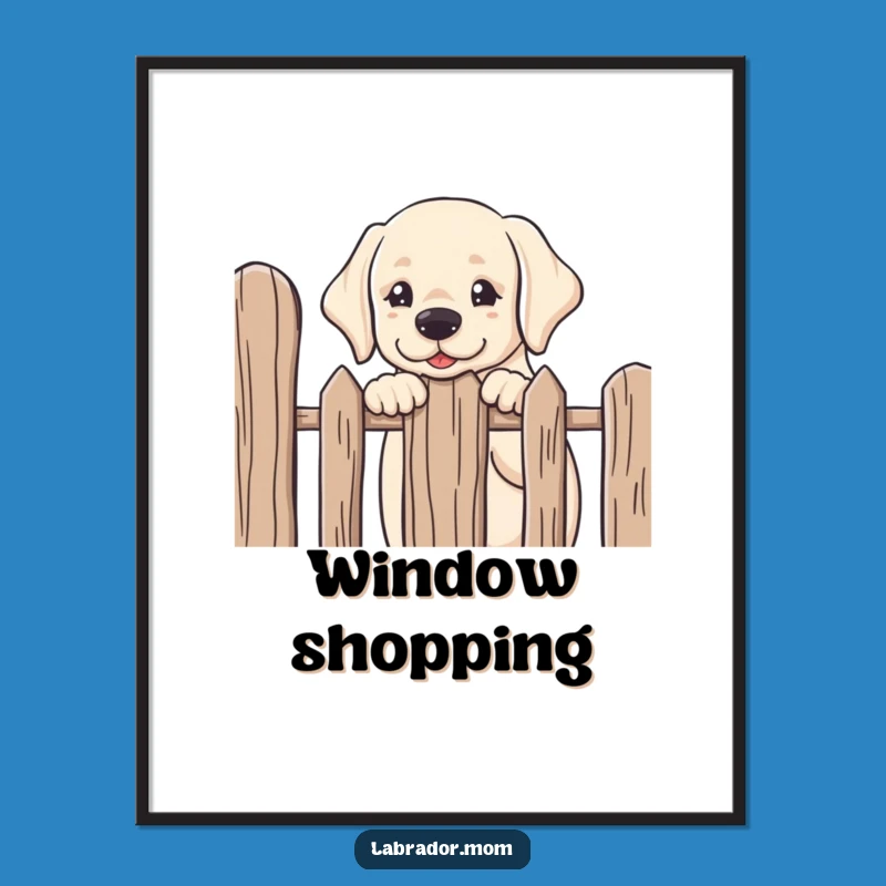 Funny Kawaii Labrador Peeking Digital Art - Instant Curious Decor