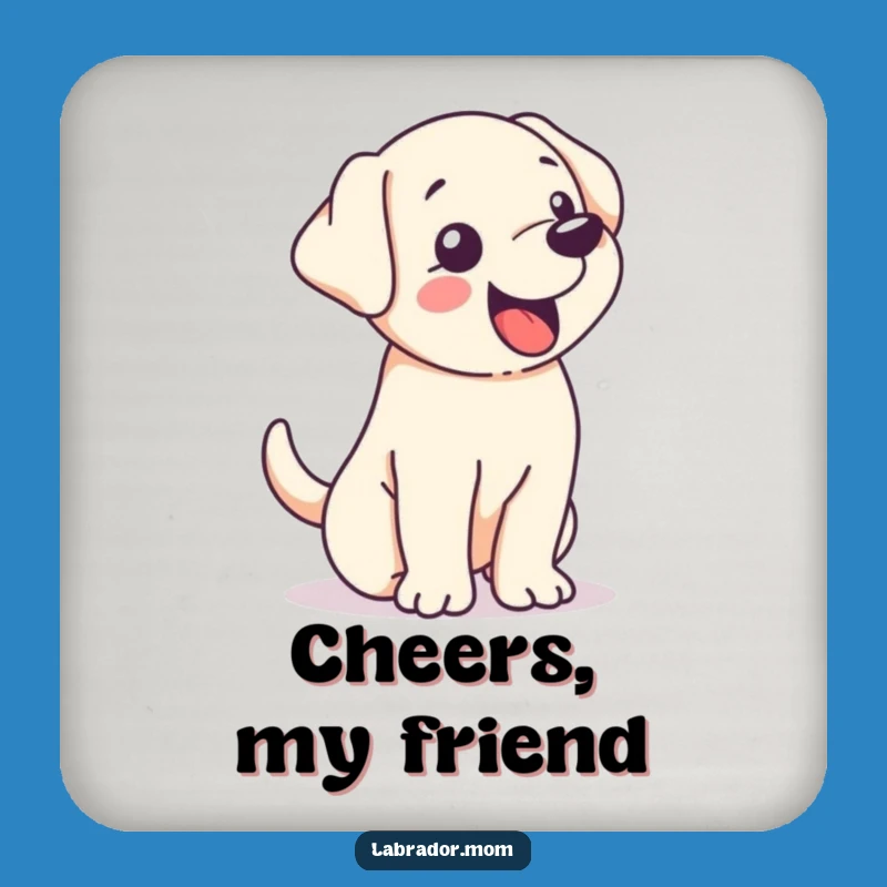 Funny Kawaii Labrador Tail Wag Drink Coaster - Protect Surfaces