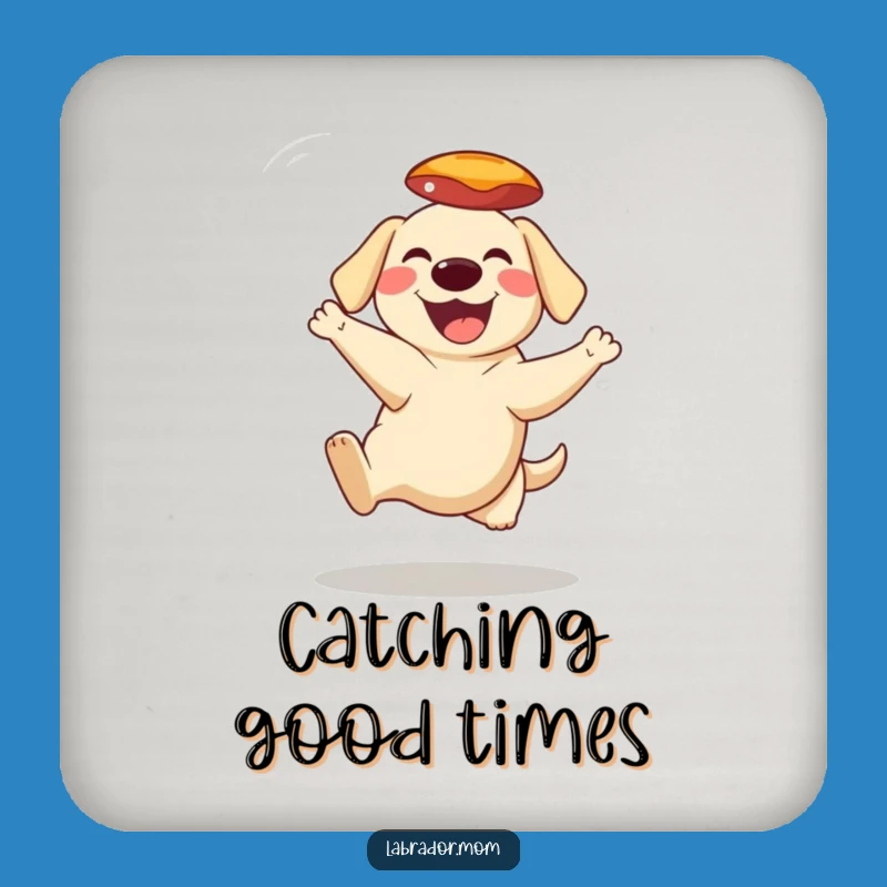 Funny Frisbee Catching Dog Coaster: Labrador Drink Protector for Tables