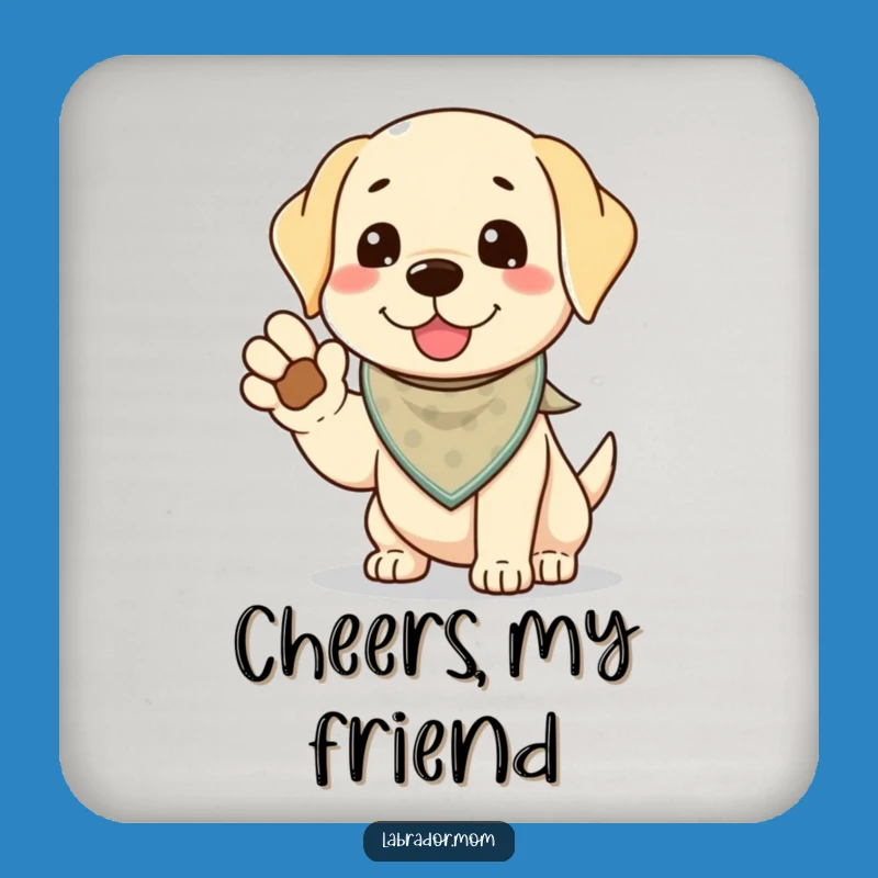 Funny Kawaii Lab High-Five Coaster: Playful Dog Decor for Table Protection