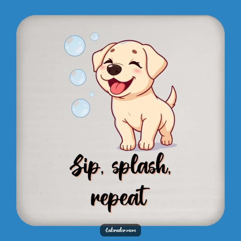 Funny Kawaii Labrador Bubble Chase Coaster: Protect & Delight!