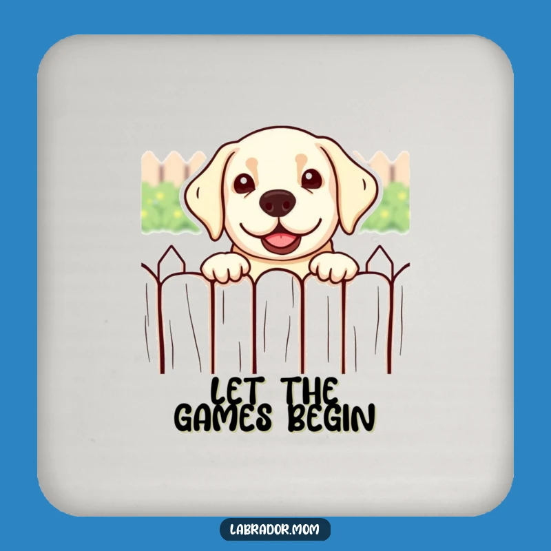Funny Kawaii Labrador Coaster: Peeking Over Fence, Cute Decor